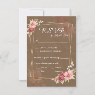 Rustic Floral Wedding RSVP Card