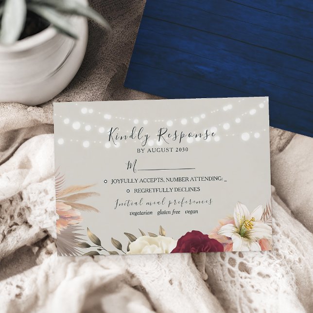 Rustic Floral Wedding RSVP Card Lights (Creator Uploaded)