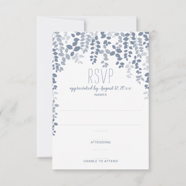 Rustic Floral Wedding RSVP / Reply (Dusty Blue) (Front)