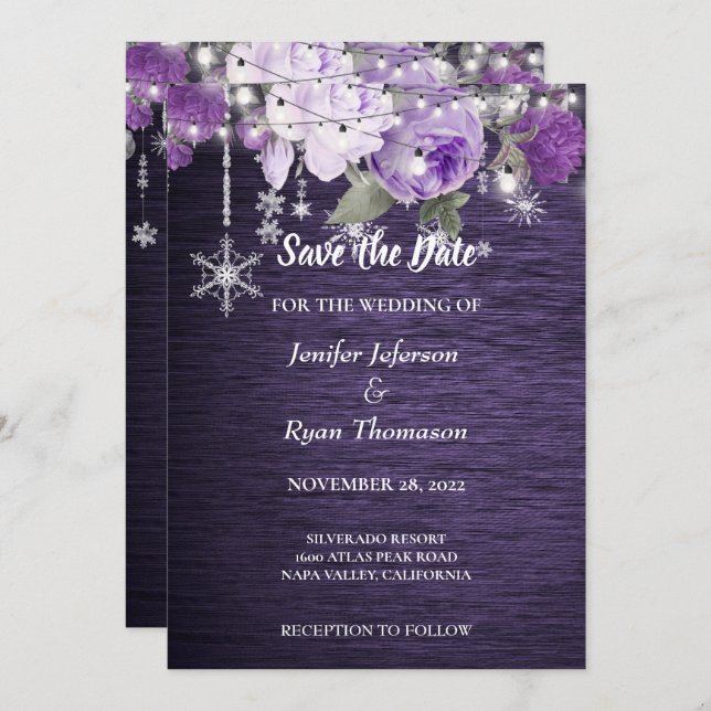 Rustic floral wedding save the date invitation (Front/Back)