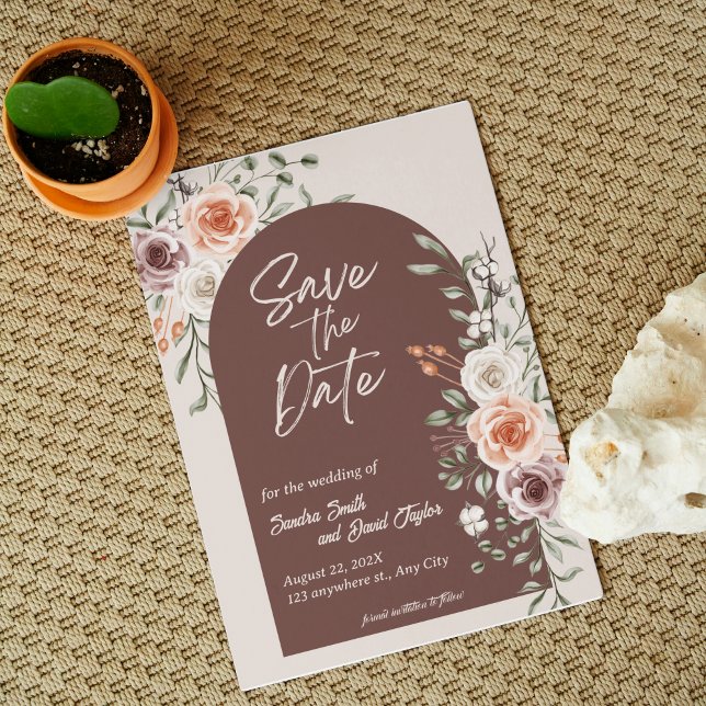 Rustic Floral Wedding Save the Date Invitation (Rustic Floral Wedding Save the Date Invitation)