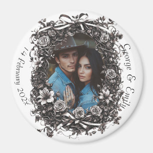 Rustic Floral Wedding, sepia. Magnet