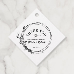 Rustic Floral Wedding Thank You Favour Tags