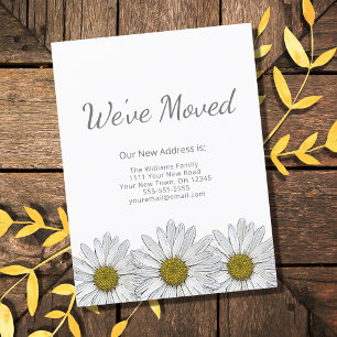Rustic Floral White Daisies Modern Moving Announcement Postcard