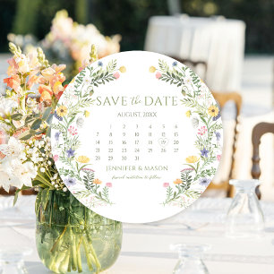 Rustic Floral Wildflower Save The Date Circle Invitation