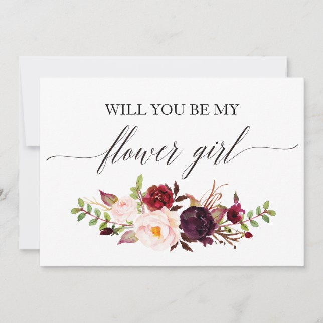 Rustic Floral Will you be my flower girl Invitation (Front)