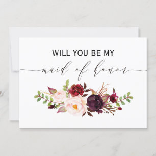 Rustic Floral Will you be my maid of honour 2sided Invitation