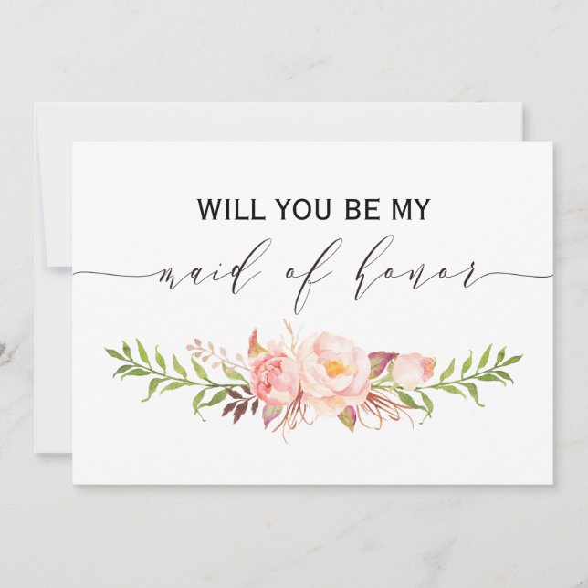 Rustic Floral Will you be my maid of honour 2sided Invitation (Front)