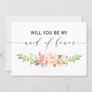 Rustic Floral Will you be my maid of honour 2sided Invitation