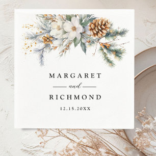 Rustic Floral Winter Wedding Paper Napkin