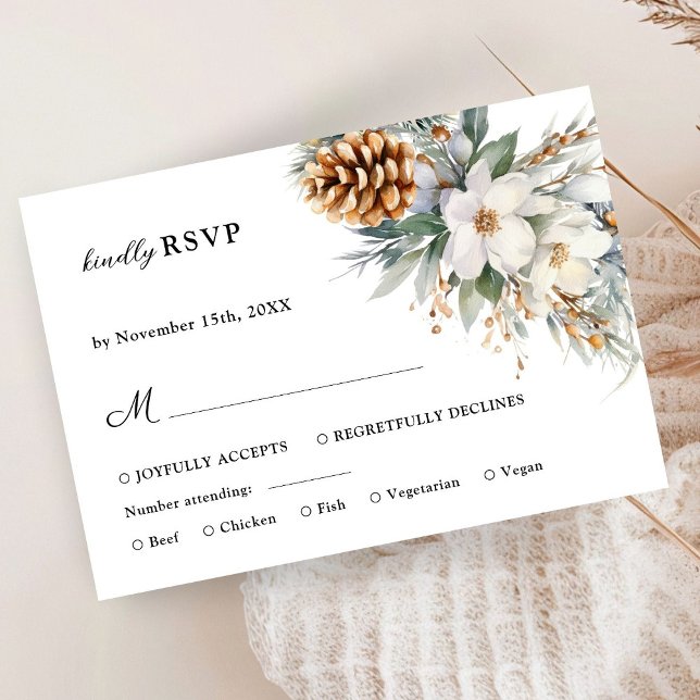 Rustic Floral Winter Wedding RSVP Cards (Creator Uploaded)