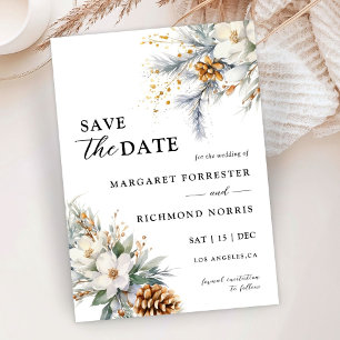 Rustic Floral Winter Wedding Save The Date Invitation