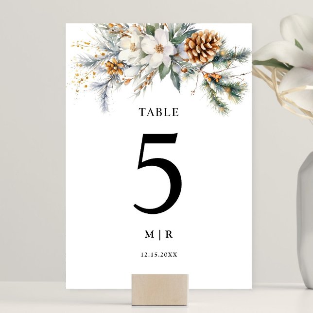 Rustic Floral Winter Wedding  Table Number (Creator Uploaded)