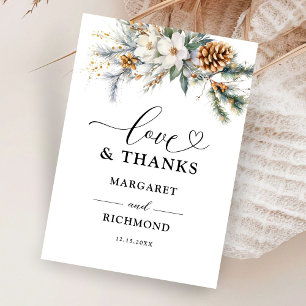 Rustic Floral Winter Wedding Thank You Cards