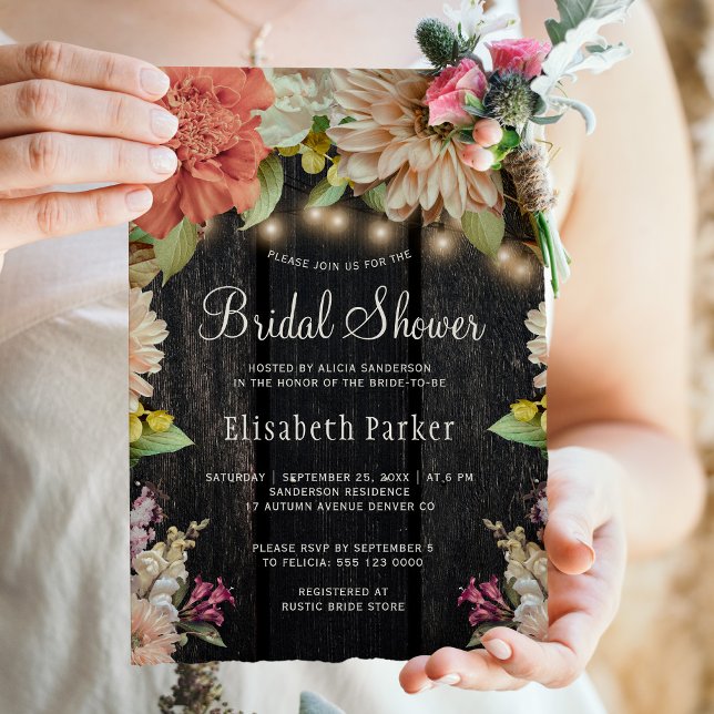 Rustic floral wood bridal shower invitation (Creator Uploaded)