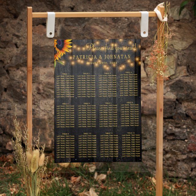 Rustic floral wood lights wedding seating chart  (Creator Uploaded)