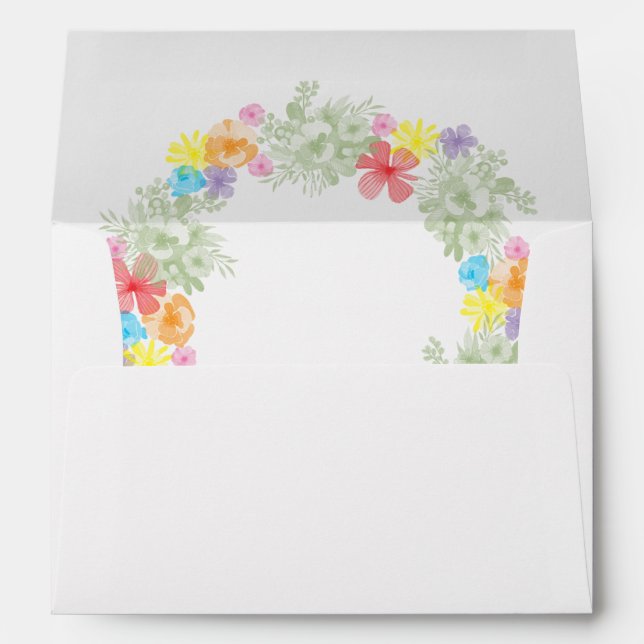 Rustic Floral Wreath 5x7 Wedding Invitation Envelope (Back (Bottom))