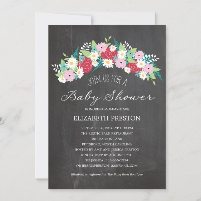 Rustic Floral Wreath Baby Shower Invitation (Front)