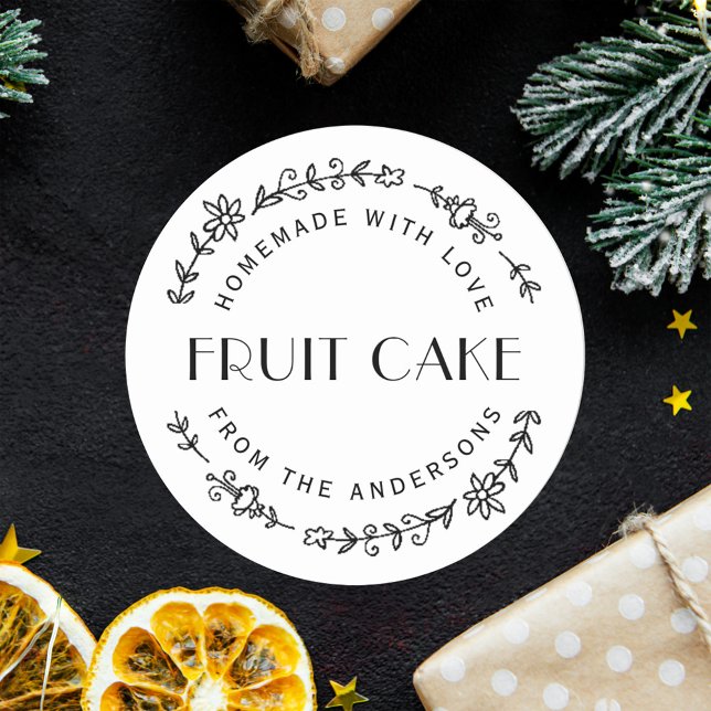 Rustic Floral Wreath Holiday Baking Gift Classic Round Sticker (Creator Uploaded)