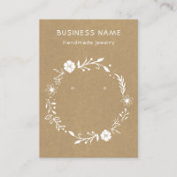 Rustic Floral Wreath Kraft Earring Display Card