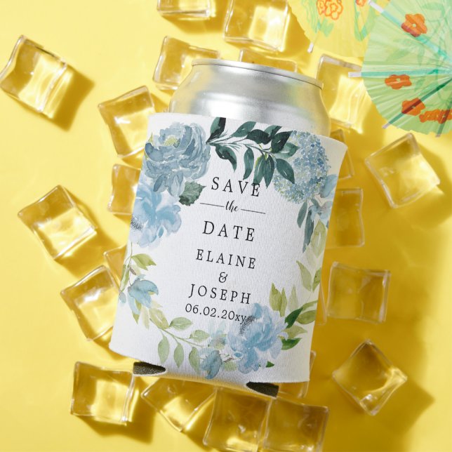 Rustic Floral Wreath Save The Date Photo Can Coole Can Cooler (In Situ Summer)