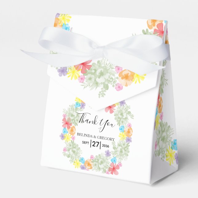 Rustic Floral Wreath Wedding Favour Box (Front Side)