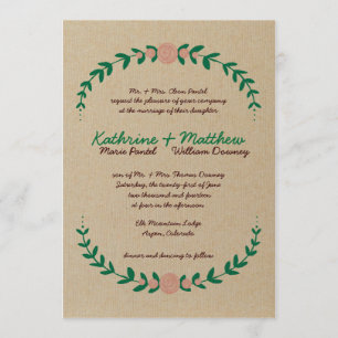 Rustic Floral Wreath Wedding Invitation