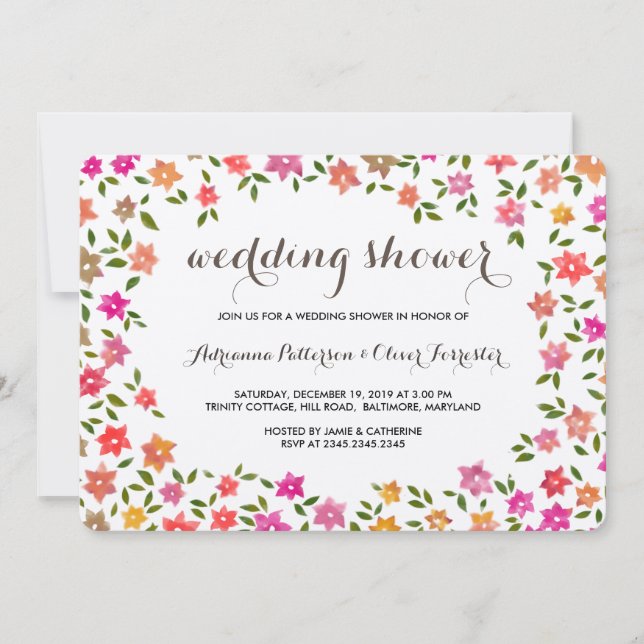 Rustic Floral Wreath Wedding Shower Invitation (Front)