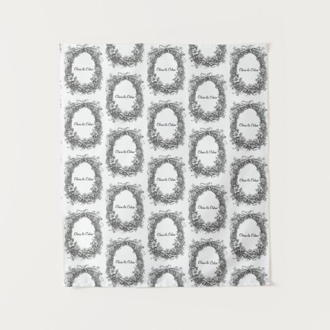 Rustic Floral Wreath Wedding,  Tapestry (Front)