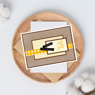 Rustic Floral Yellow Birthday Card