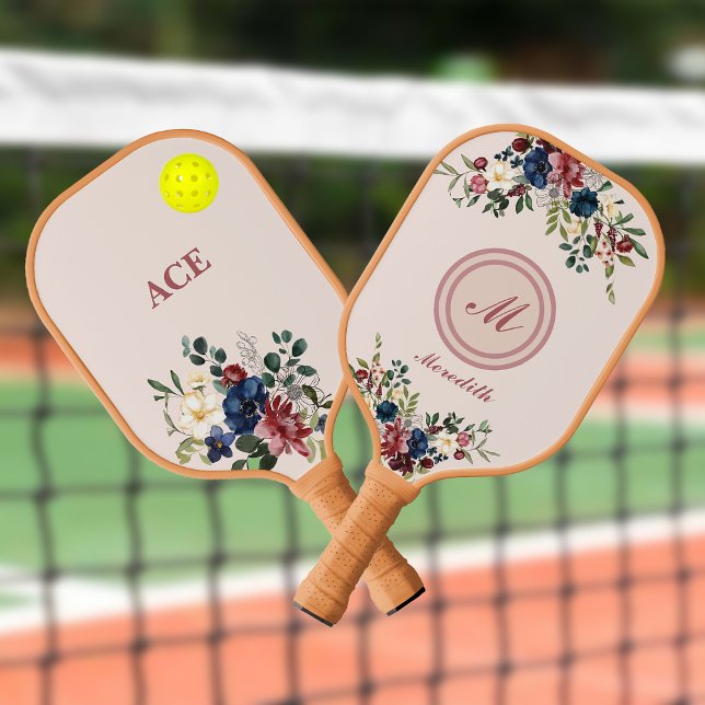 Rustic Florals Custom Monogram Pickleball Paddle (Creator Uploaded)