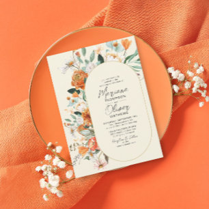 Rustic Florals Double Arch Ivory Wedding Invitation