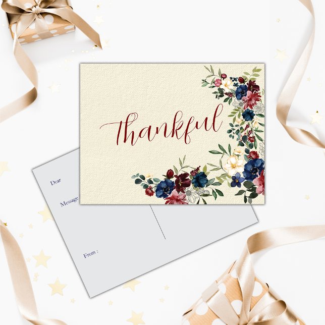 Rustic Florals Holiday Generic Custom Message Postcard (Creator Uploaded)