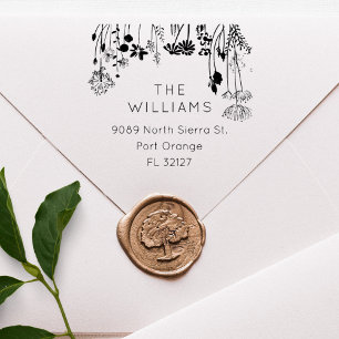 Rustic Florals Modern Family Return Address Rubber Stamp