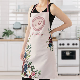 Rustic Florals Thanksgiving Custom Monogram Apron