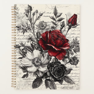 Rustic Flower and Calligraphy - Aged Brown Paper 3 Planner