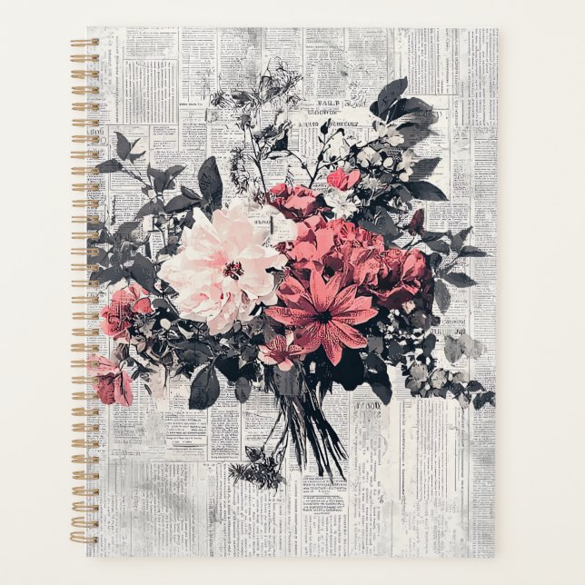 Rustic Flower and Calligraphy - Aged Brown Paper 5 Planner (Front)
