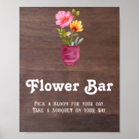 Rustic Flower Bar Mason Jar Poster