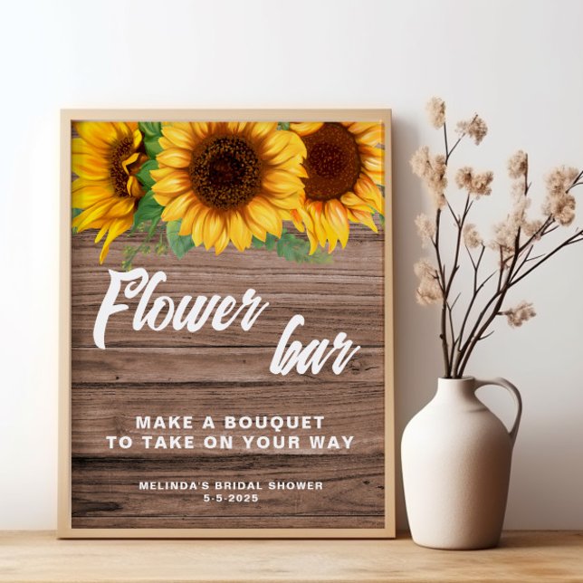 Rustic Flower Bar Sunflower wedding sign poster (Creator Uploaded)