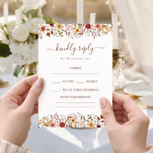 Rustic Flower Bloom Bohemian Wedding RSVP Cards