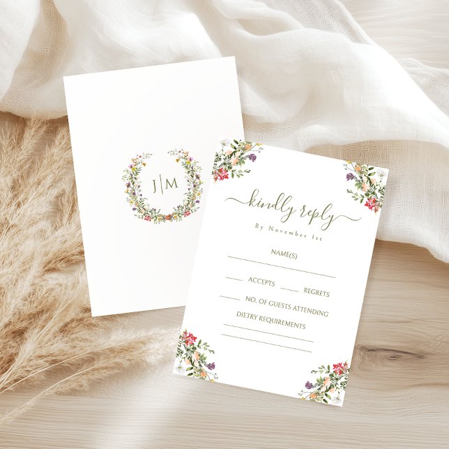 Rustic Flower Bloom Bohemian Wedding RSVP Cards (Creator Uploaded)