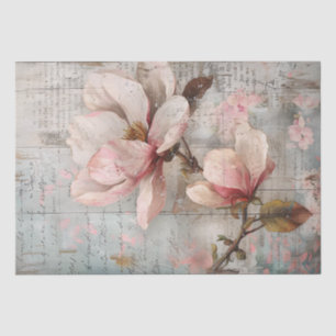 Rustic Flower Blossom on Wood Decoupage Tissue Paper
