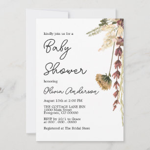 Rustic Flower Boho Baby Shower Invitation