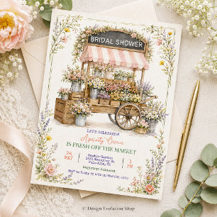 Rustic Flower Cart Bridal Shower Invitation