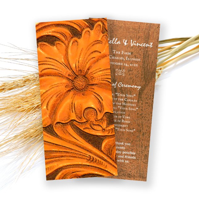 Rustic Flower Country Western Wedding Program Programme (Creator Uploaded)