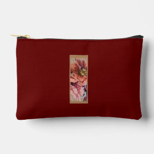 Rustic Flower Initial I Burgundy Accessory Pouch
