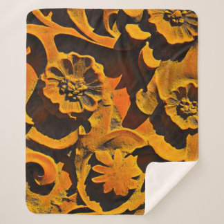 Rustic Flower Pattern Sherpa Blanket