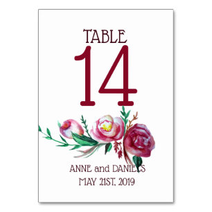 Rustic  Flower Table Number Cards