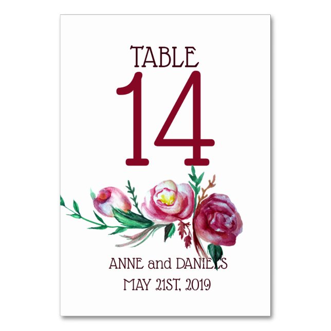 Rustic  Flower Table Number Cards (Front)
