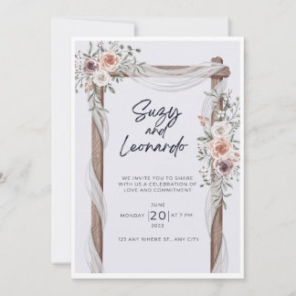 Rustic flower wedding invitation